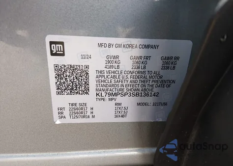 2025 Chevrolet Trailblazer Fwd Lt from USA, damaged, VIN KL79MPSP3SB136142